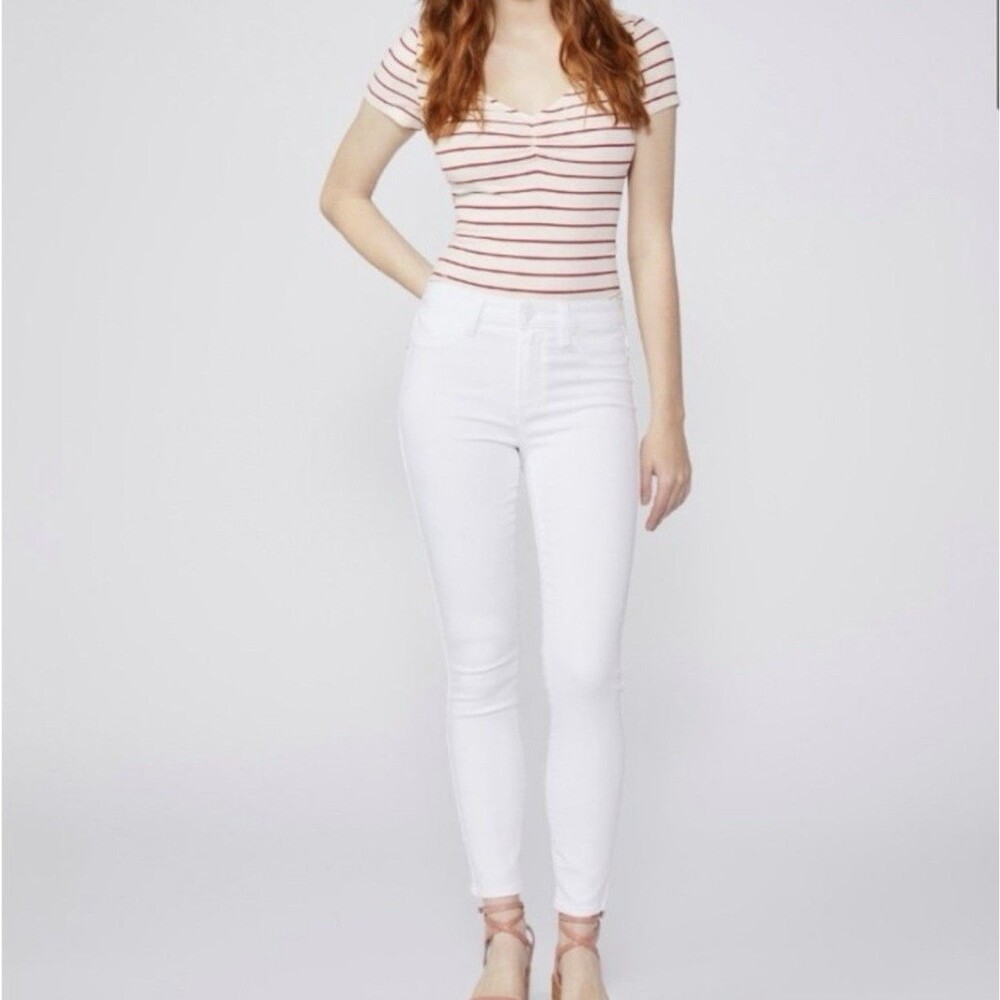 PAIGE Hoxton Ankle Jeans Women’s 29 Ultra White High Rise Skinny Stretch Logo